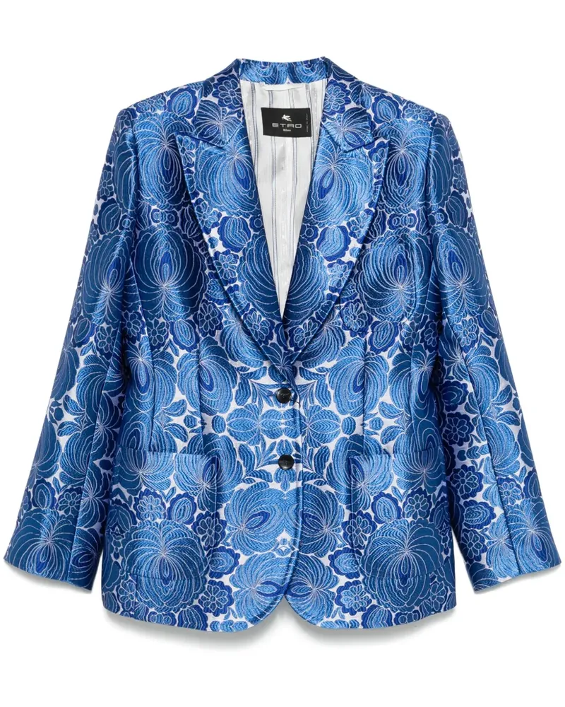 Etro Sakko mit Jacquard-Blumenmuster - Blau Blau