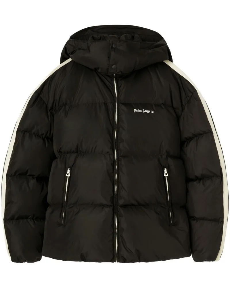 Palm Angels Gefütterte Kapuzenjacke mit Logo-Stickerei - Schwarz Schwarz