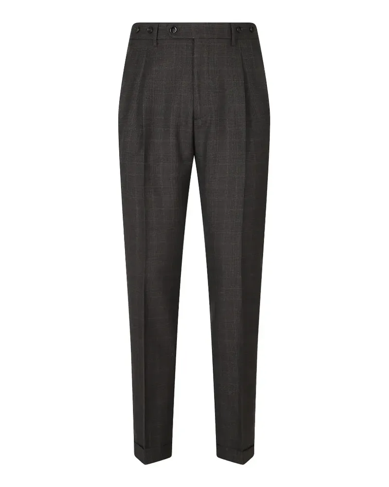 Berwich Barber Long check pleated trousers - Braun Braun