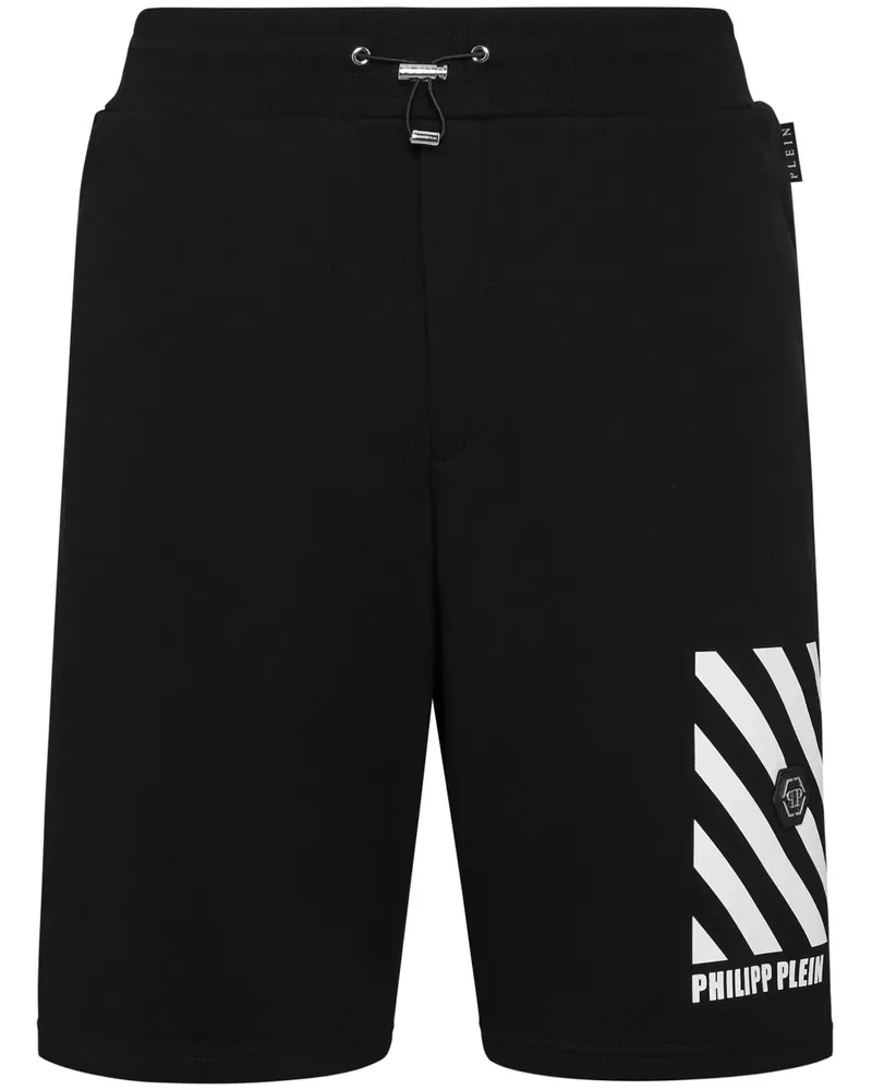 Philipp Plein Joggingshorts mit Streifen - Schwarz Schwarz