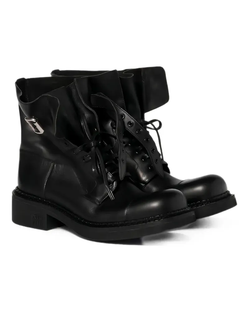 Miu Miu lace-up buckle-fastening biker boots - Schwarz Schwarz