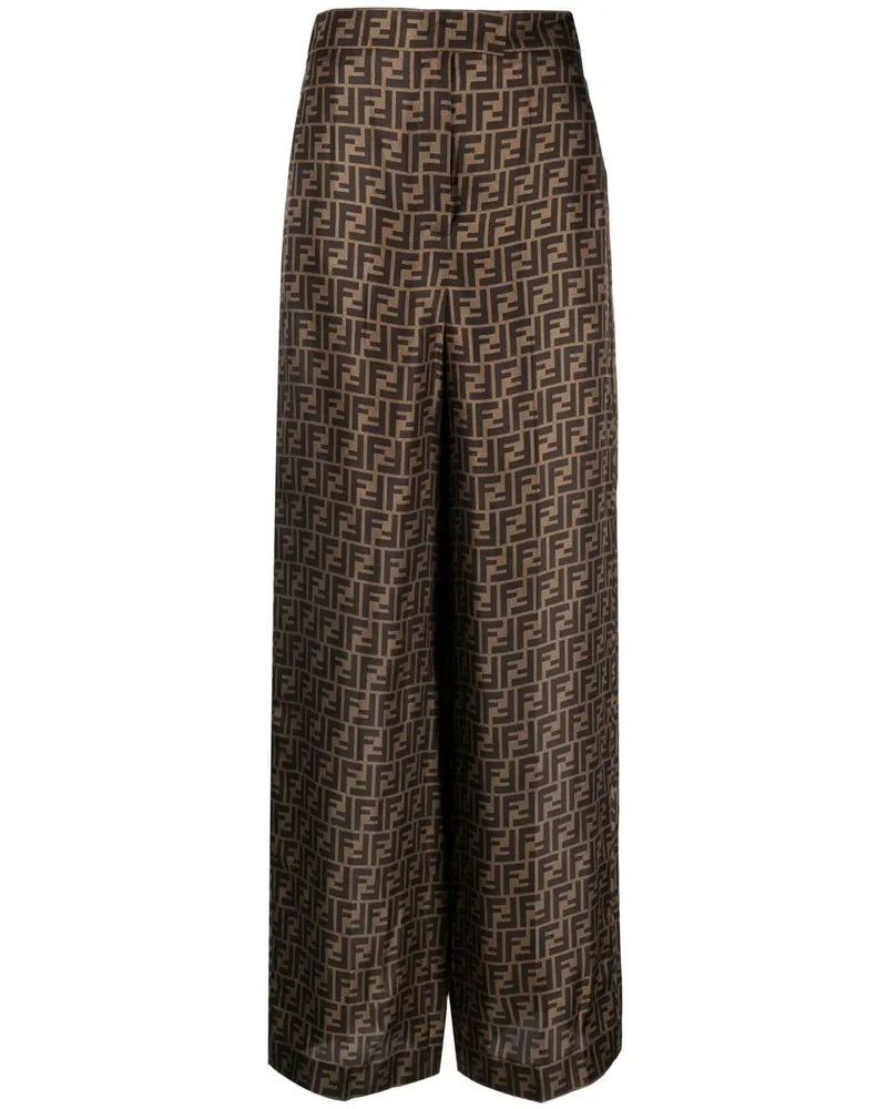 Fendi Palazzohose aus Seide - Braun Braun