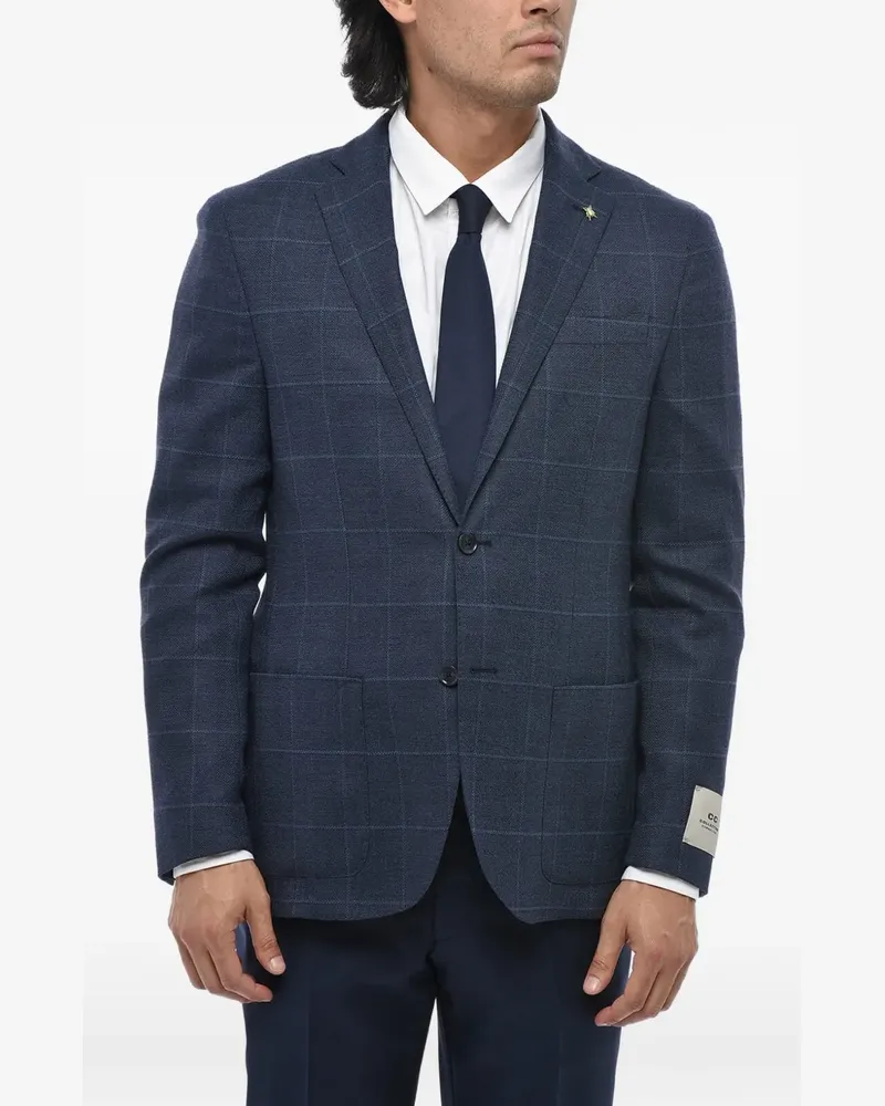 Corneliani checked single-breasted blazer - Blau Blau