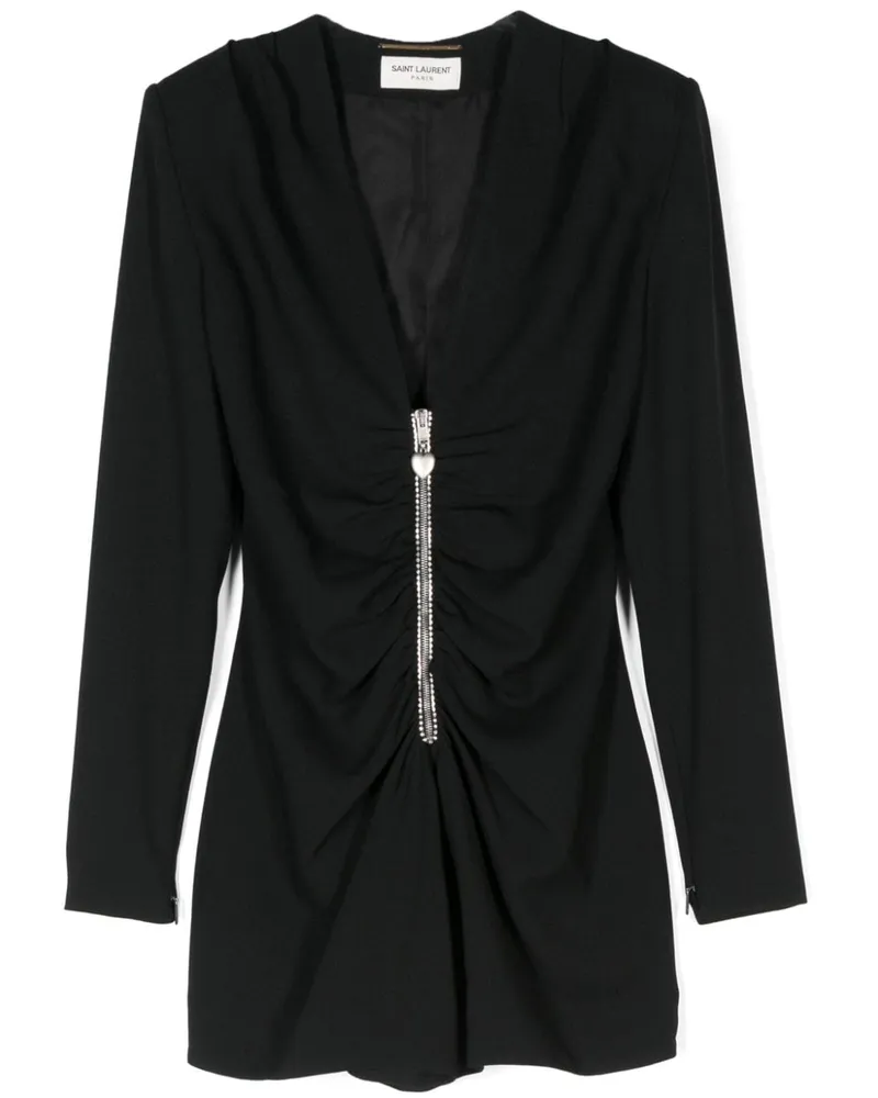 Saint Laurent Playsuit mit Raffung - Schwarz Schwarz