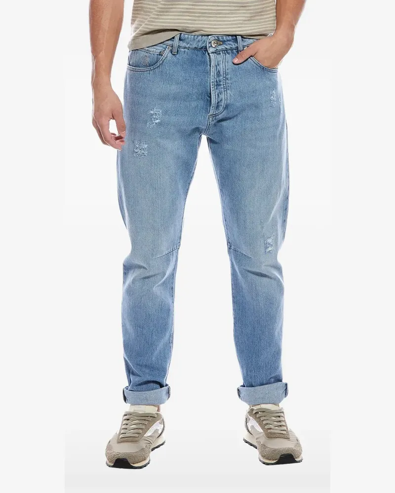 Brunello Cucinelli Jeans in Distressed-Optik - Blau Blau