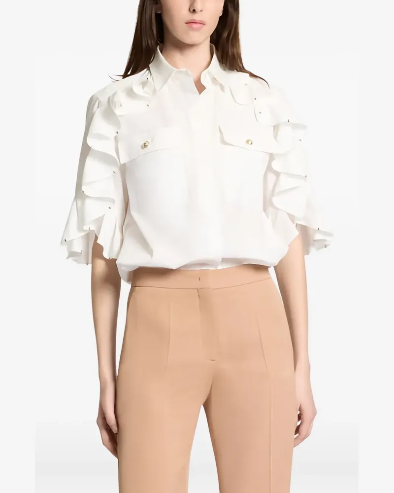 Elie Saab embellished ruffle shirt - Weiß Weiß