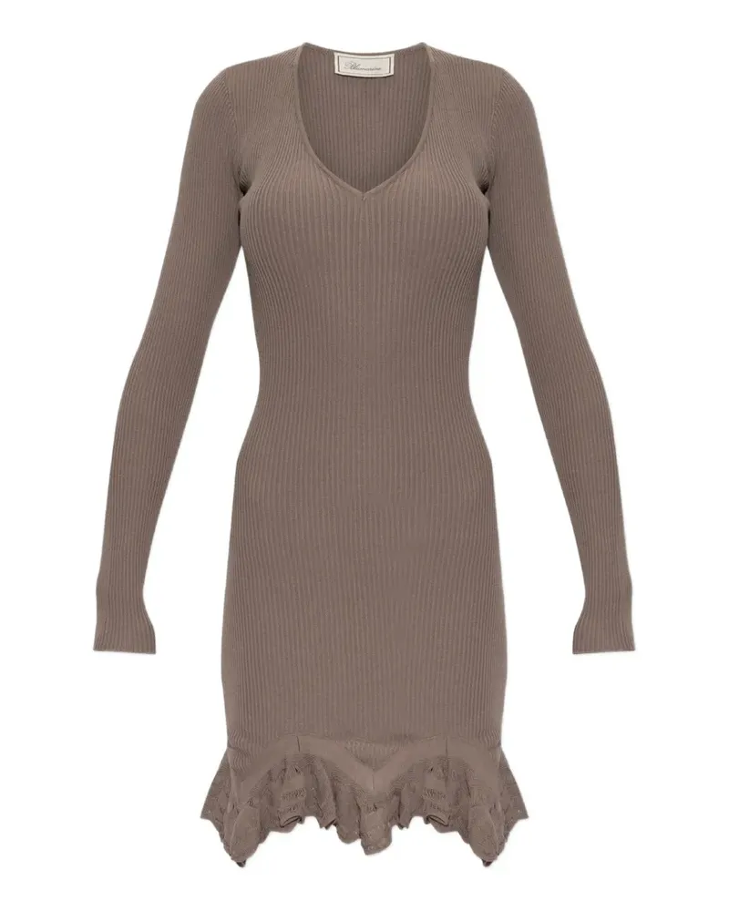 Blumarine Gerüschtes Kleid aus geripptem Strick - Grau Grau