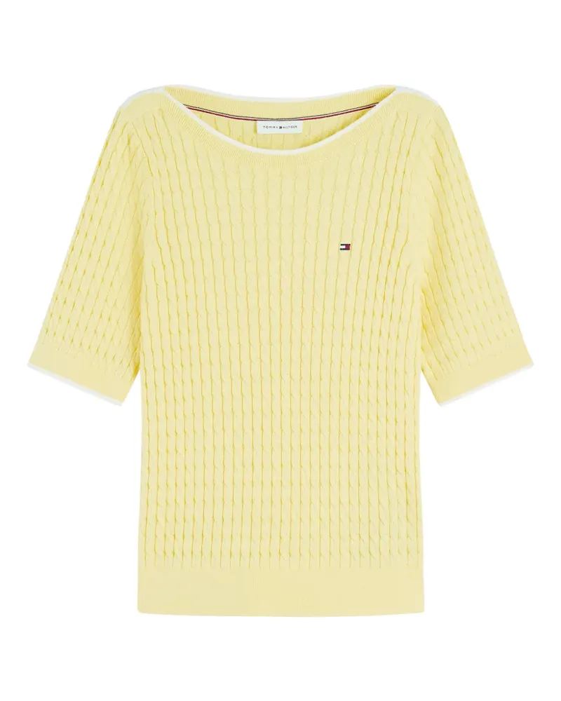 Tommy Hilfiger cable-knit short-sleeve sweater - Gelb Gelb