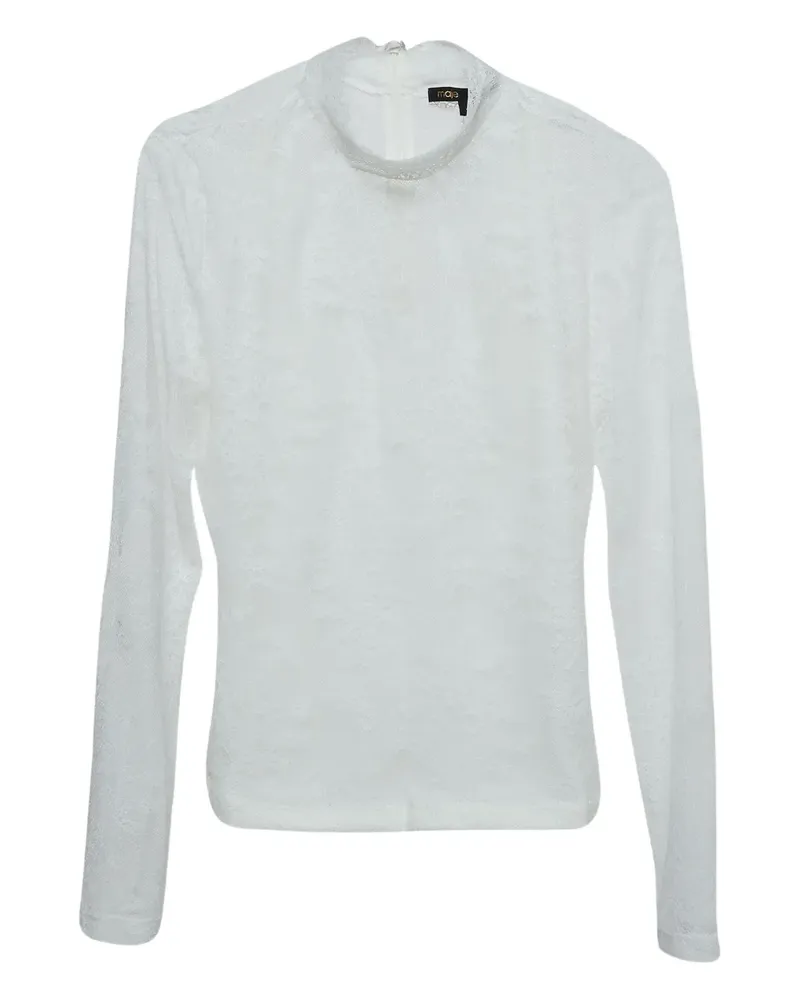 Maje Pre-owned Spitzentop mit Stehkragen - Weiß Weiß