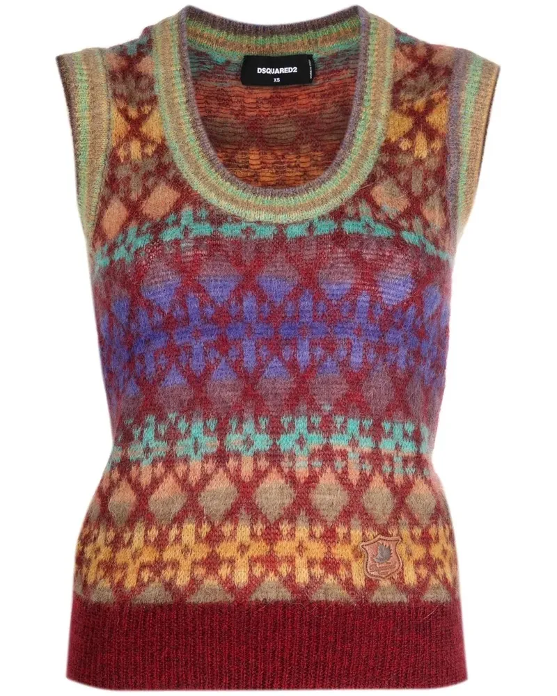 Dsquared2 Jacquard-Top mit Logo-Patch - Braun Braun