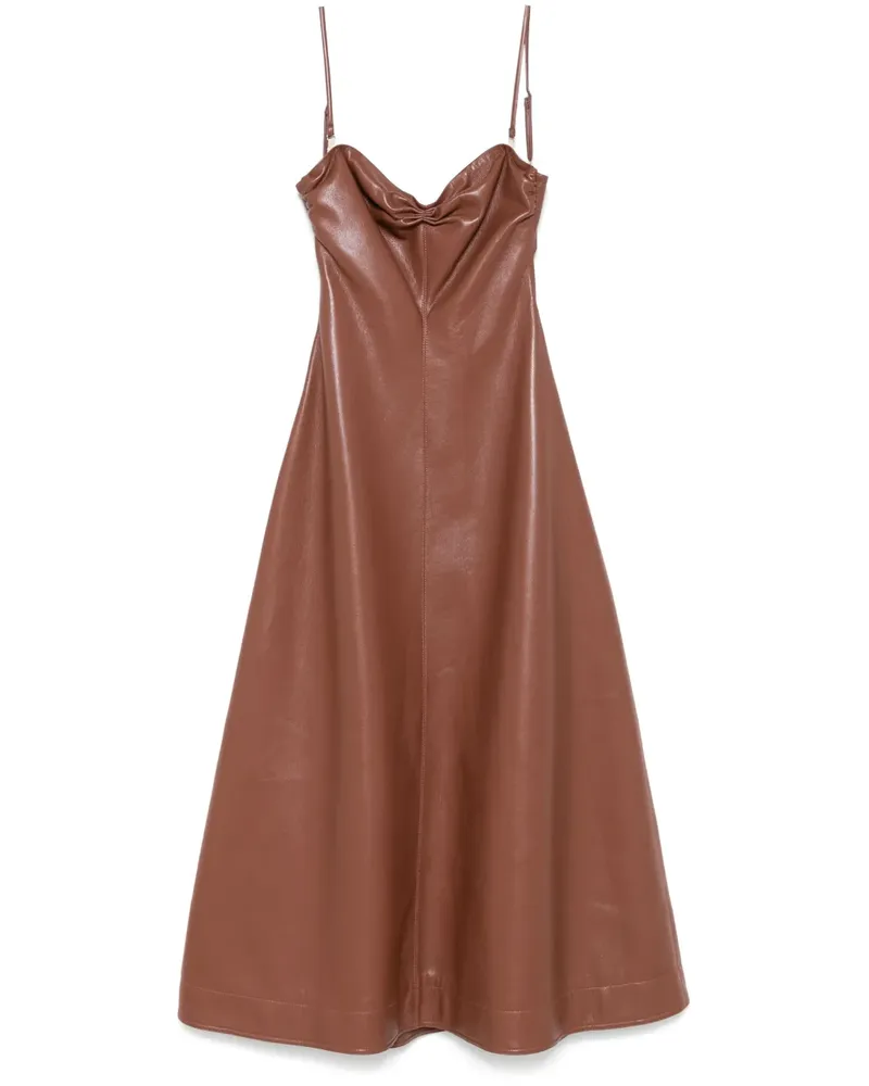 Nanushka Midikleid aus Faux-Leder - Braun Braun