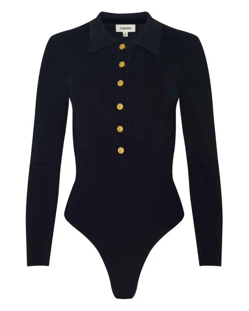 L'Agence Gestrickter Elisabetta Body - Schwarz Schwarz