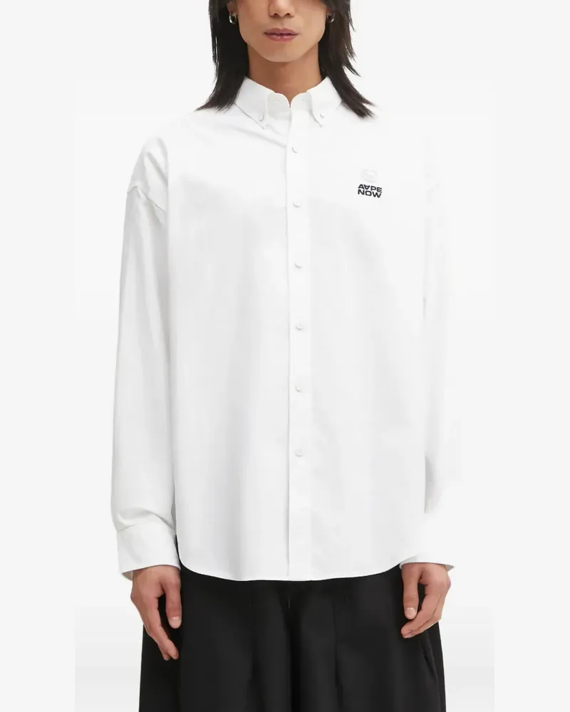 BAPE Hemd mit Logo-Patch - Weiß Weiß