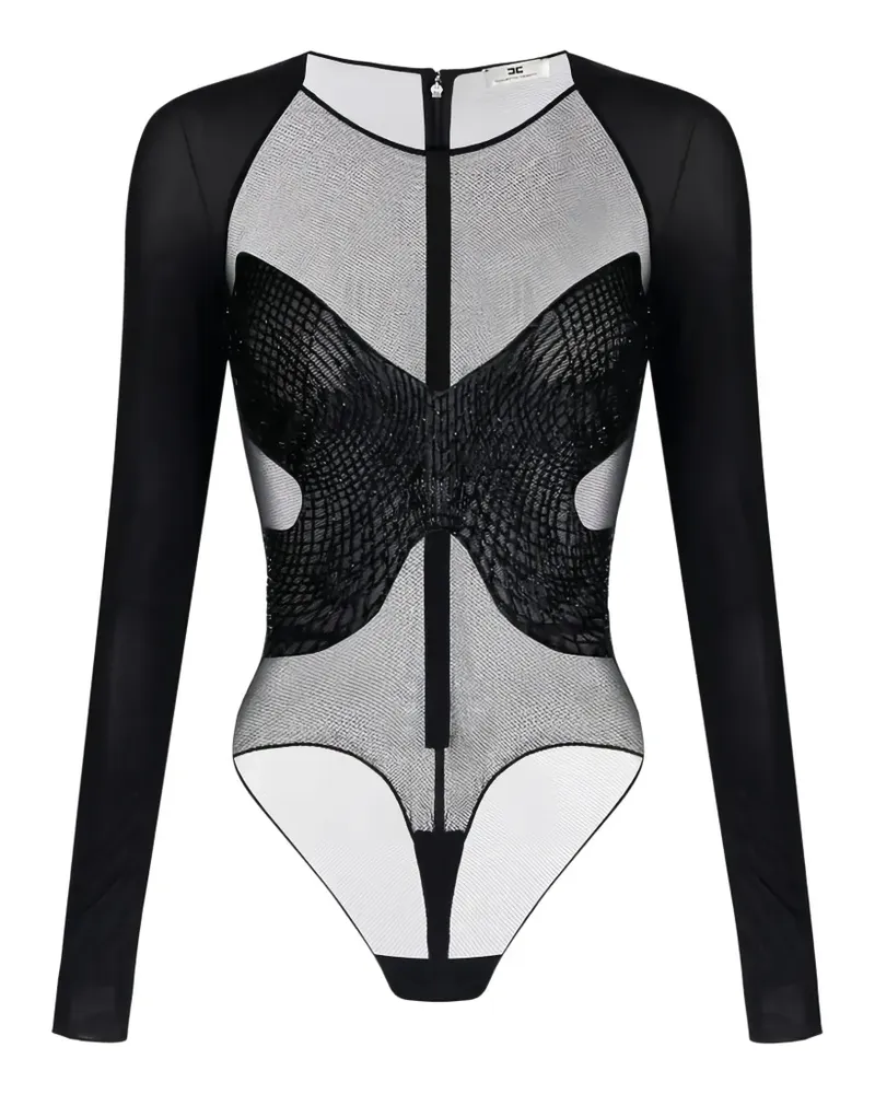 Elisabetta Franchi crystal-embroidered long-sleeves bodysuit - Schwarz Schwarz