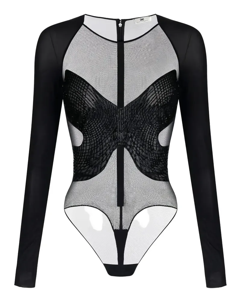 Elisabetta Franchi crystal-embroidered long-sleeves bodysuit - Schwarz Schwarz