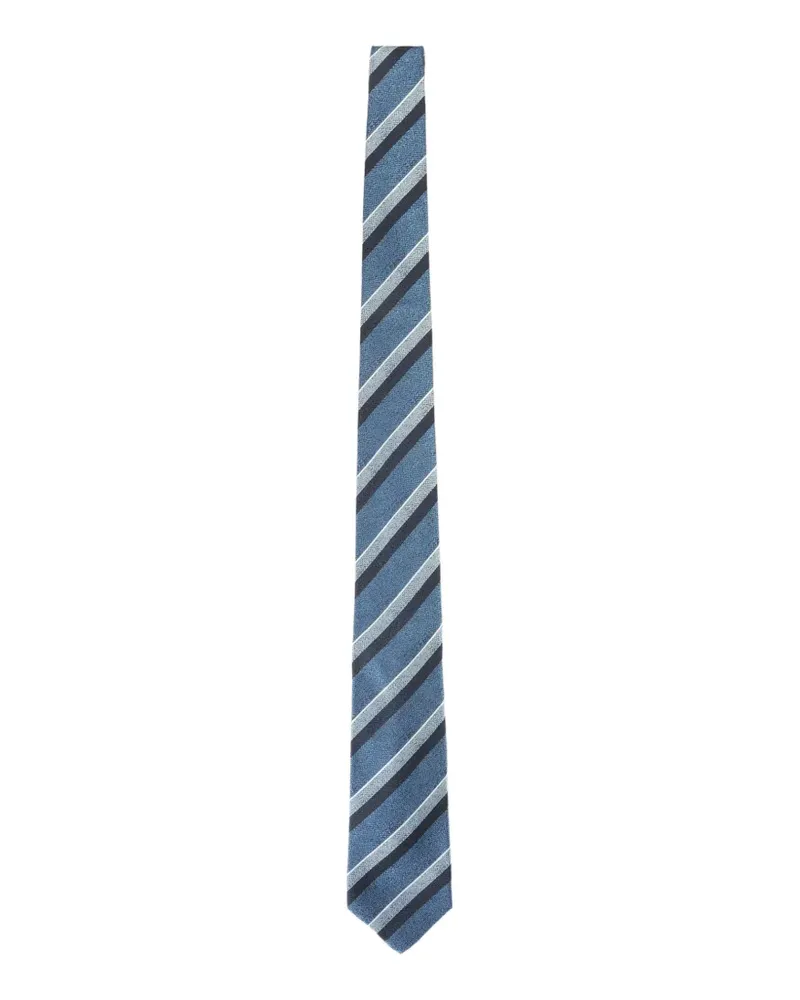 Kiton diagonal-stripe silk tie - Blau Blau