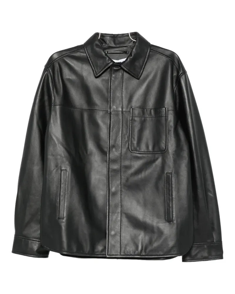 Loewe Hemdjacke aus Leder - Schwarz Schwarz