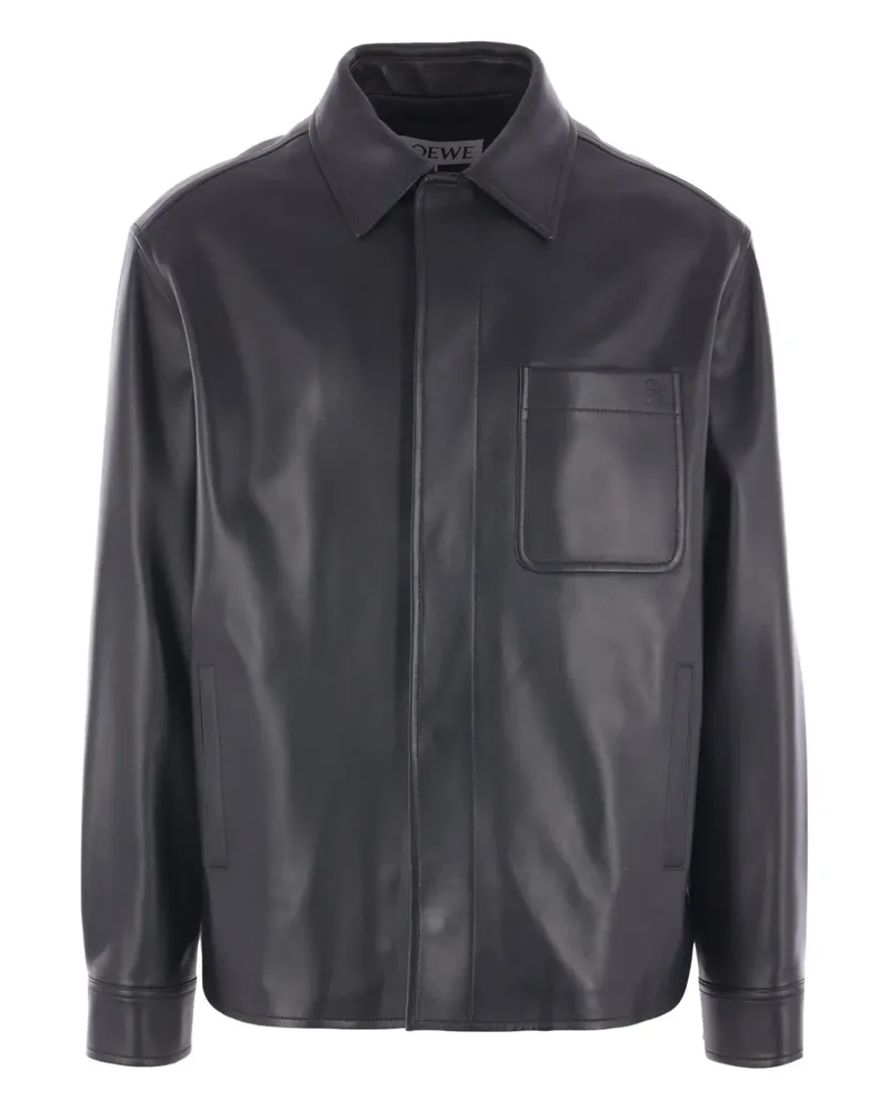 Loewe Hemdjacke aus Leder - Schwarz Schwarz