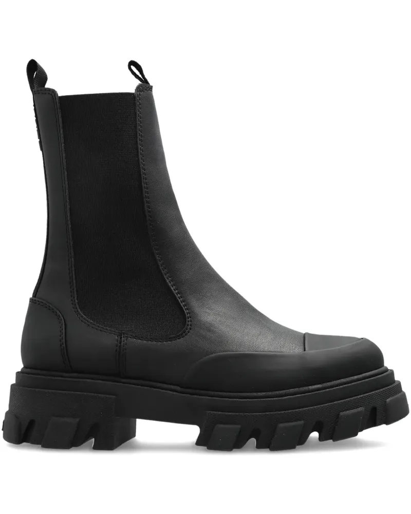 Ganni Stiefletten aus Leder 55mm - Schwarz Schwarz