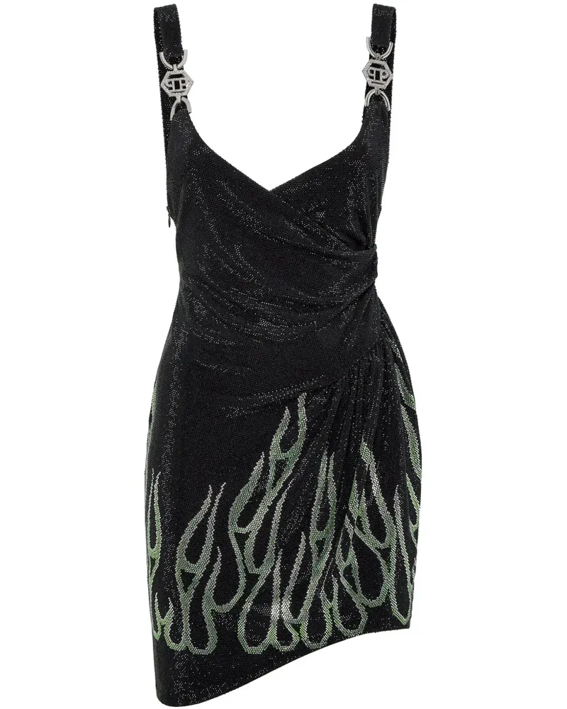 Philipp Plein Flame Minikleid - Schwarz Schwarz