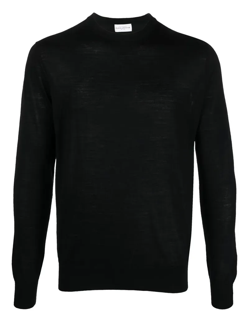 Ballantyne Fein gestrickter Pullover - Schwarz Schwarz