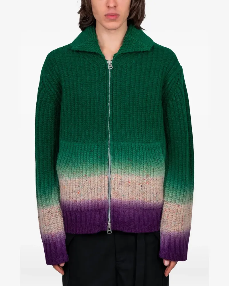 Sacai Stückgefärbter Cardigan - Grün Grün