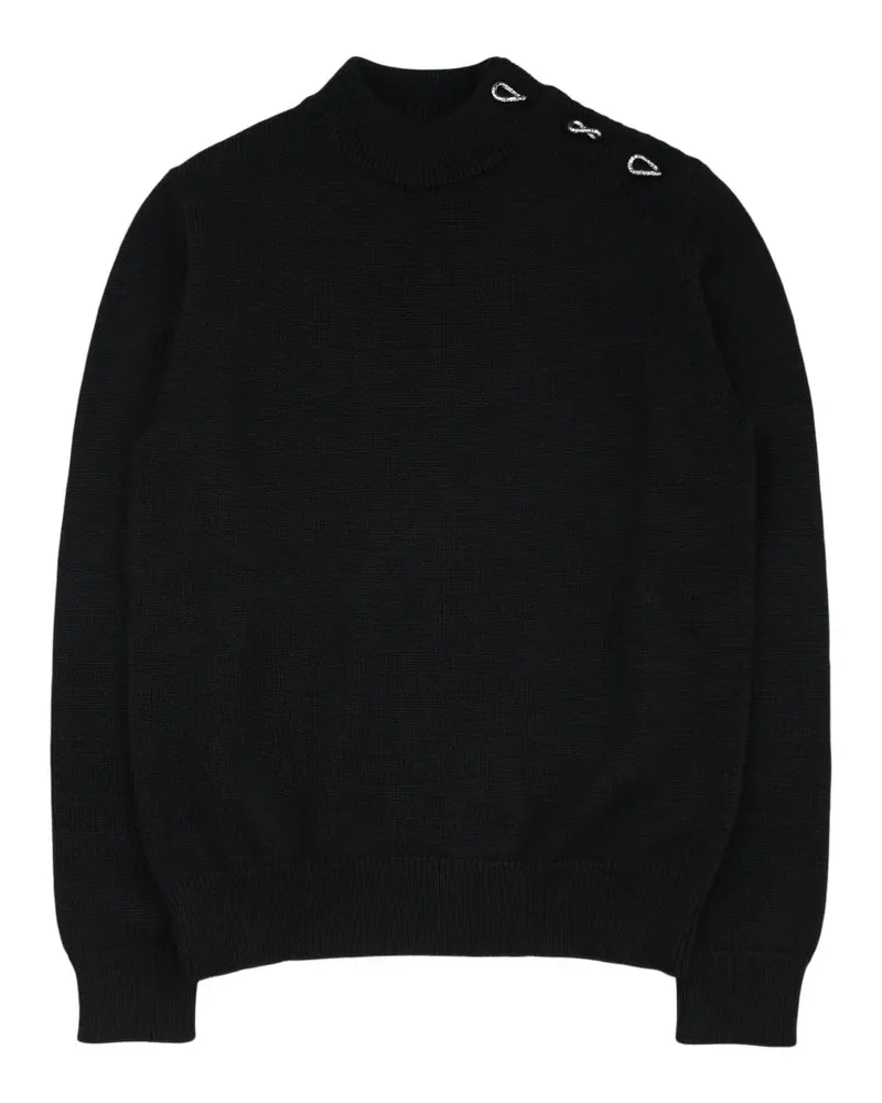 Jil Sander Stehkragen-Pullover mit geknöpften Schultern - Schwarz Schwarz