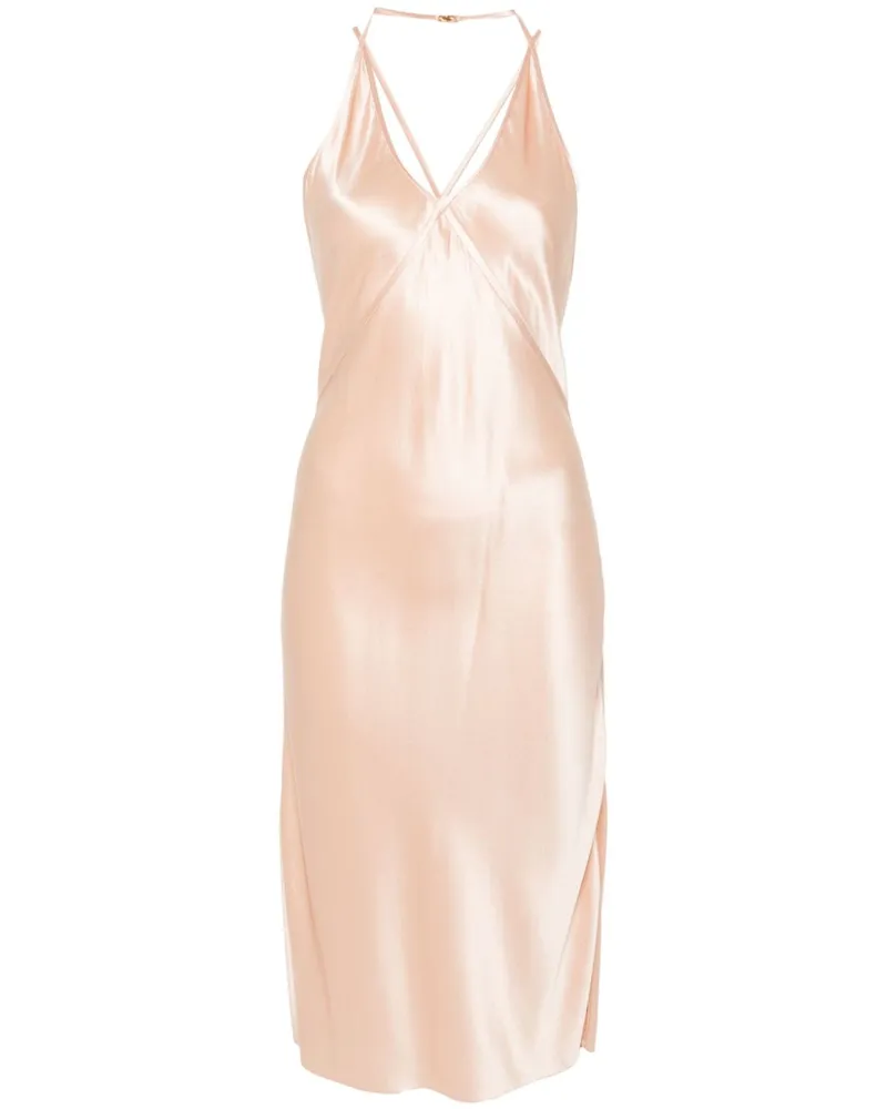 Saint Laurent Rückenfreies Camisole-Kleid aus Seide - Nude Nude