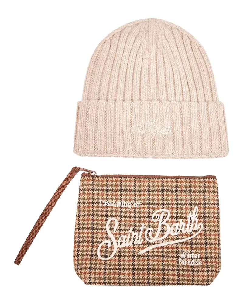 MC2 Saint Barth Aline clutch bag and Wengen beanie hat set - Nude Nude
