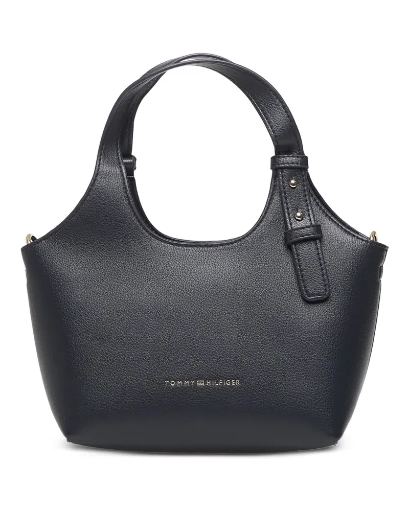 Tommy Hilfiger mini logo-detail pebbled-texture tote bag - Blau Blau