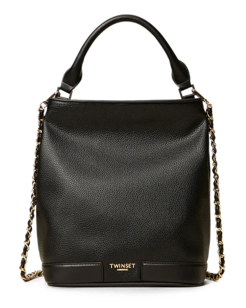 Twin-Set bucket bag with logo - Schwarz Schwarz