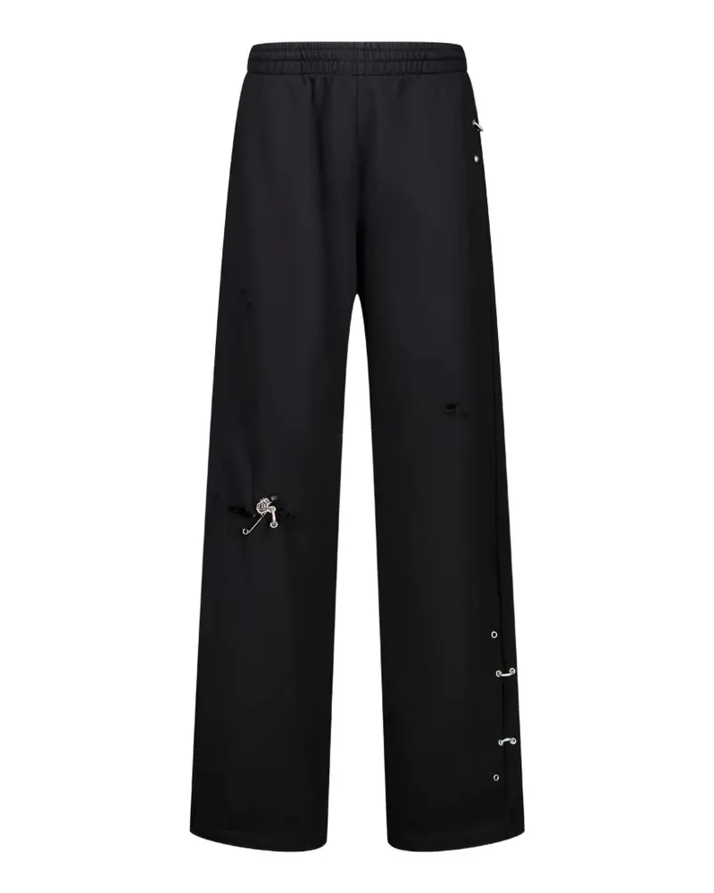 WE 11 DONE piercing-detail track pants - Schwarz Schwarz