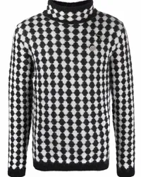 Saint Laurent Rollkragenpullover mit Rautenmuster Schwarz