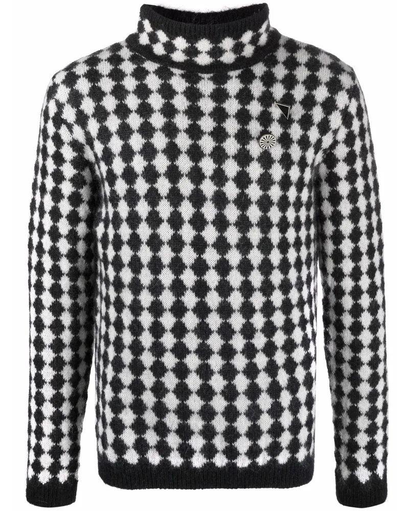 Saint Laurent Rollkragenpullover mit Rautenmuster Schwarz