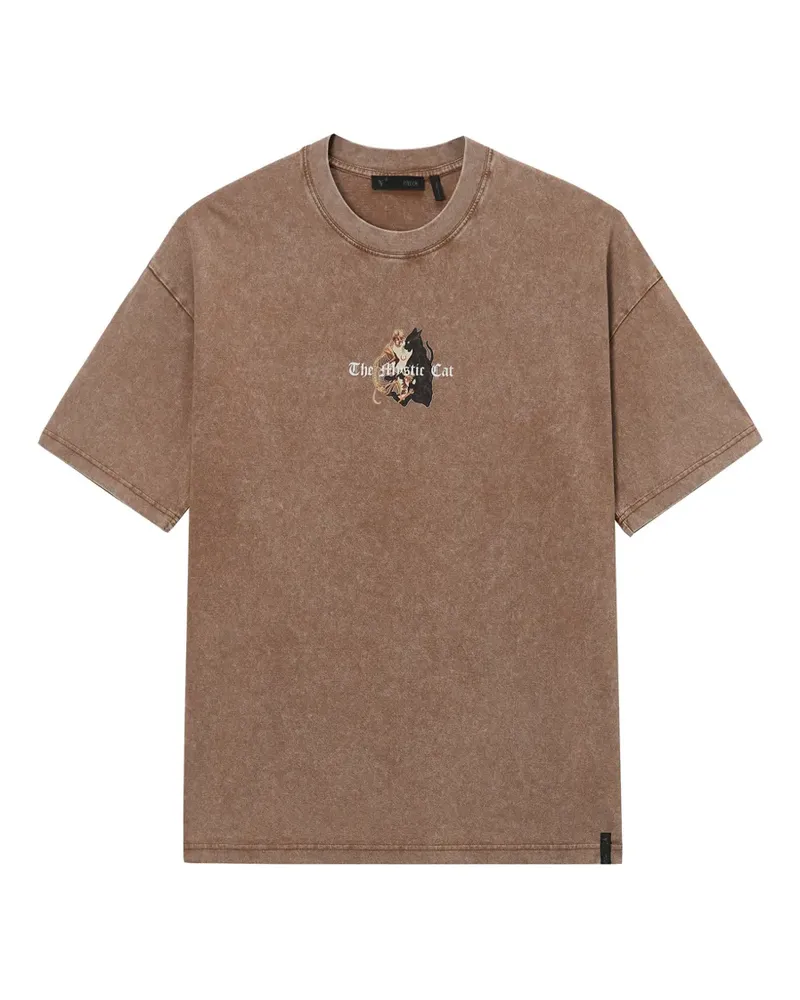 FIVE CM T-Shirt mit rundem Ausschnitt - Braun Braun