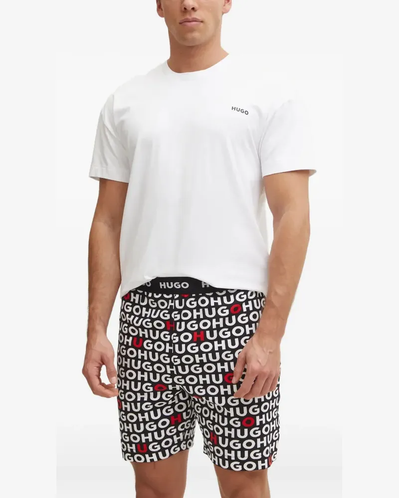 HUGO BOSS Pyjama mit Logo-Print (2er-Set) - Weiß Weiß