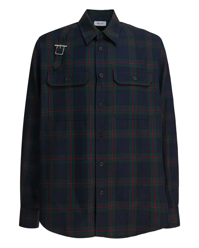 Alexander McQueen Kariertes Hemd mit Schnallenriemen - Blau Blau