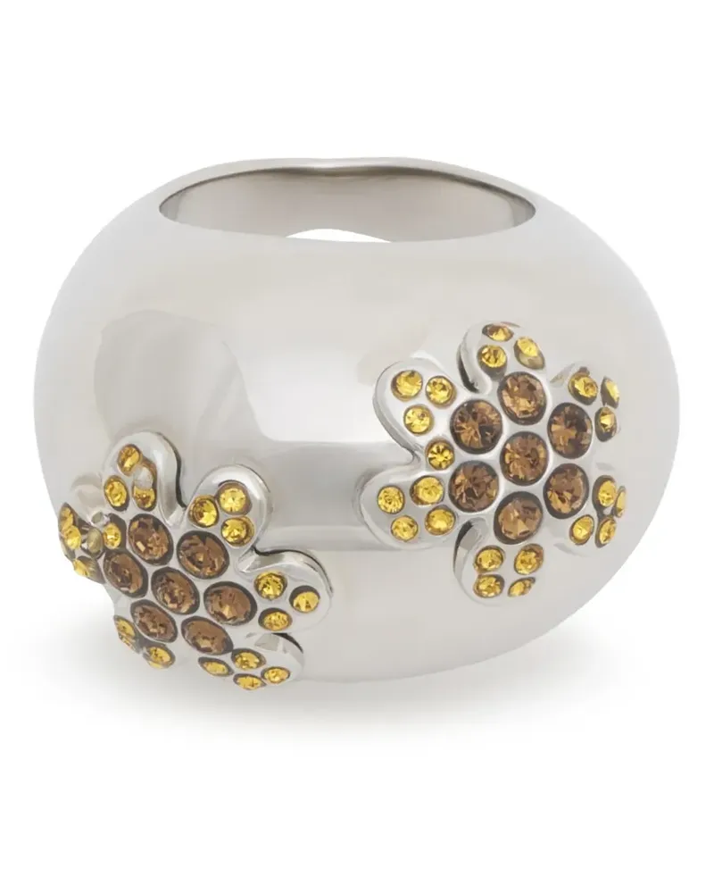 Marni Daisy Ring mit orangefarbenem Strass - Silber Silber
