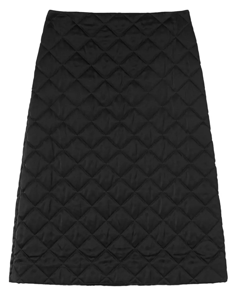 Jil Sander Gesteppter Midirock in A-Linie - Schwarz Schwarz