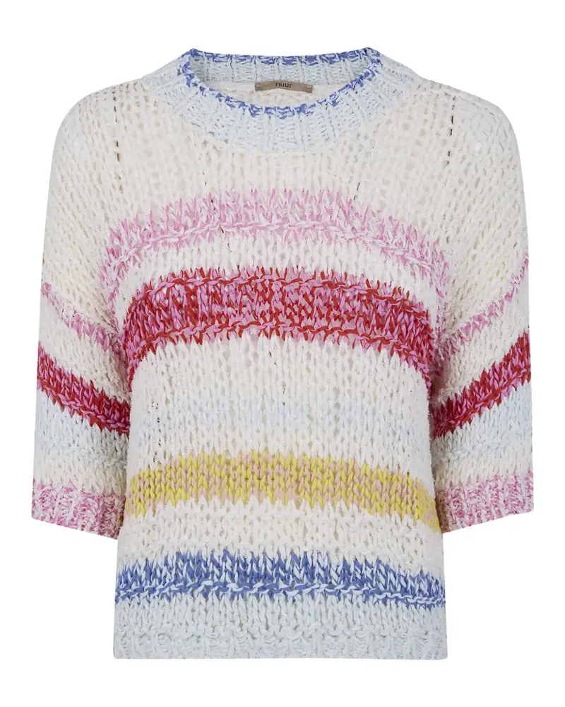 Nuur striped open-knit sweater - Weiß Weiß