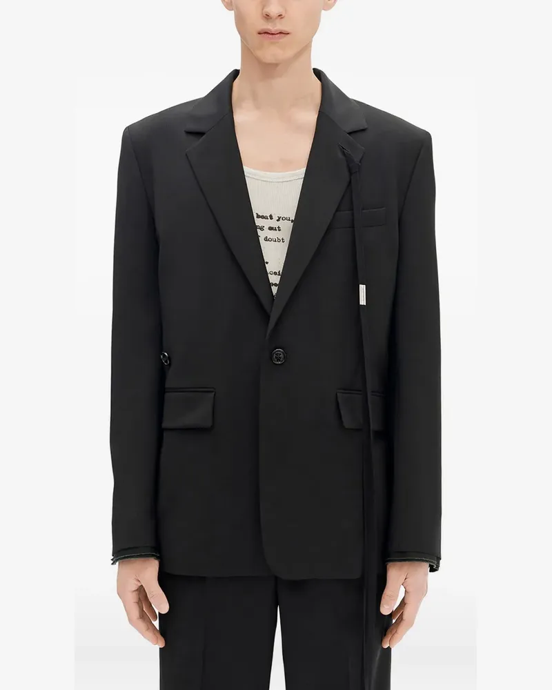 Ann Demeulemeester strap-detail wool blazer - 099|BLACK 099