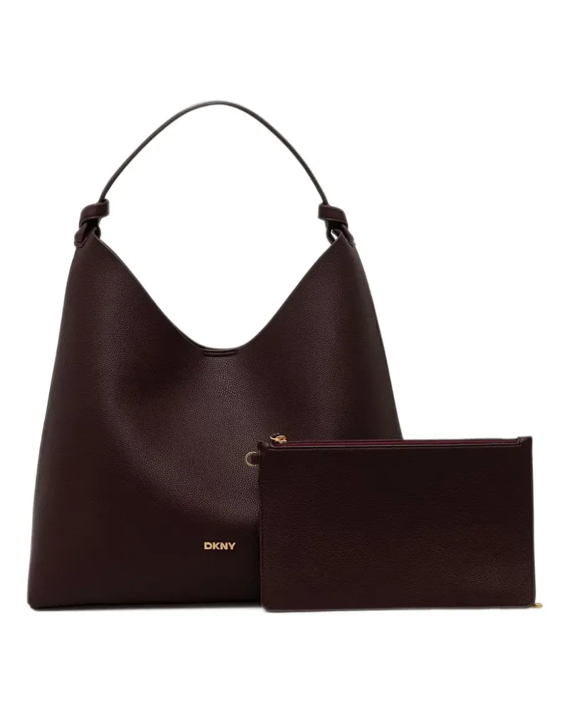 DKNY Gekörnte Schultertasche mit Logo-Schild - Rot Rot