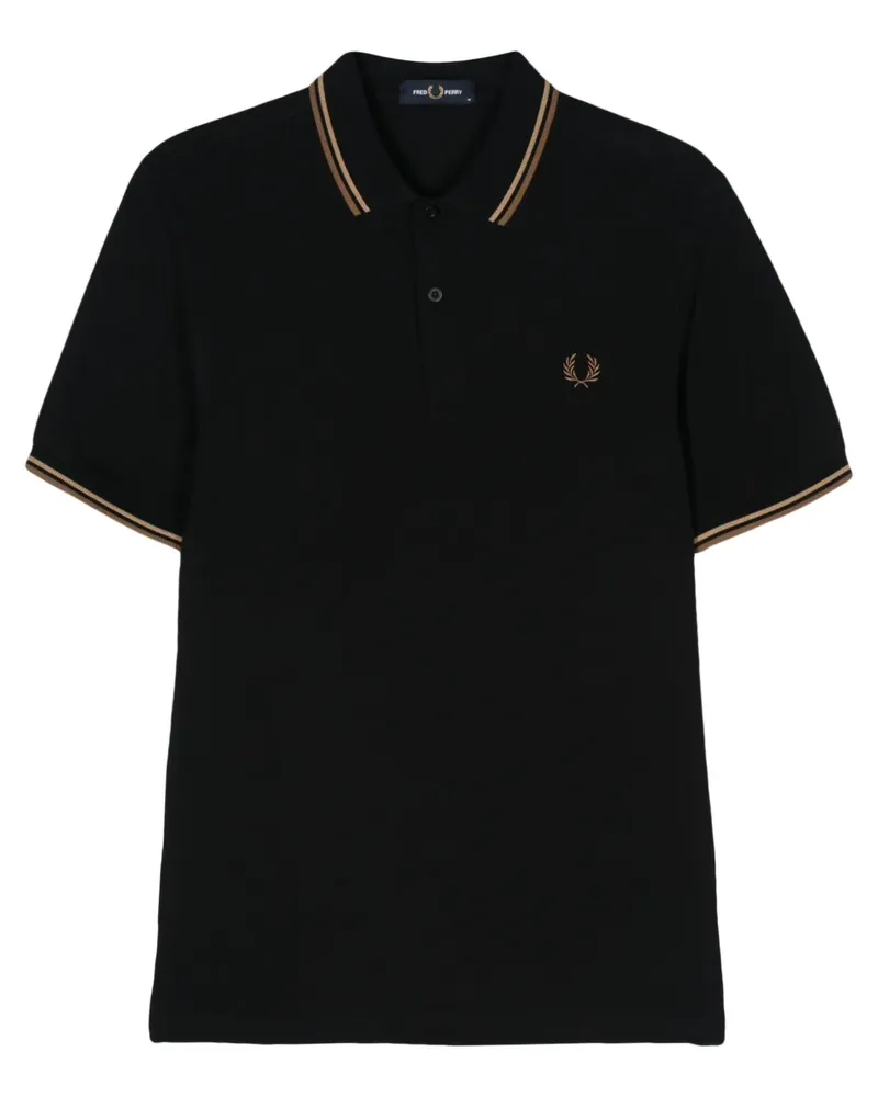Fred Perry Poloshirt mit Logo-Stickerei - Schwarz Schwarz