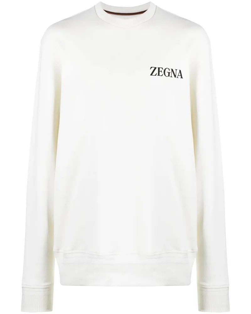 Ermenegildo Zegna Sweatshirt mit Logo-Print Weiß