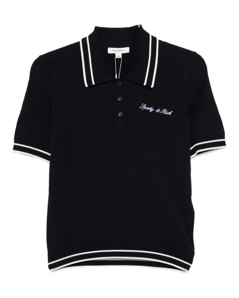 SPORTY & RICH cable-knit short-sleeve polo top - Blau Blau