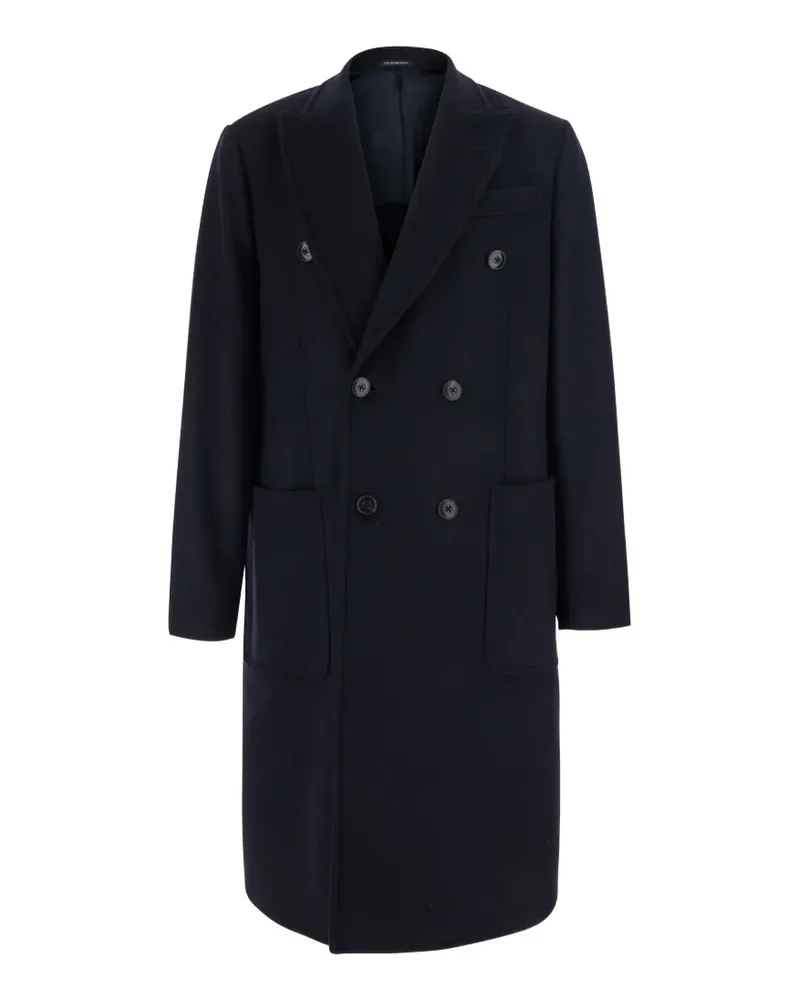 Emporio Armani double-breasted peak-lapel coat - Blau Blau