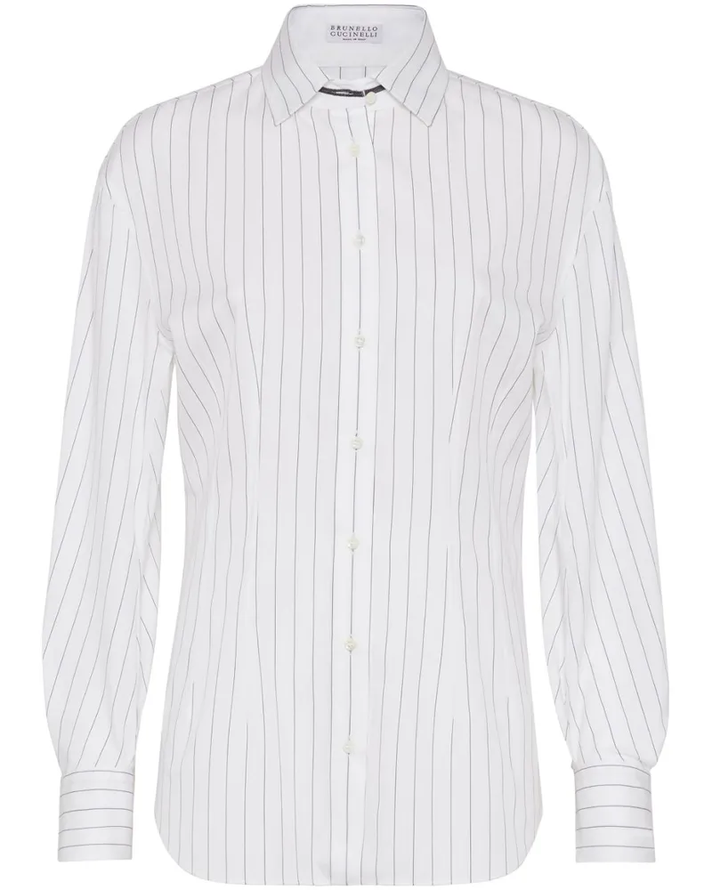 Brunello Cucinelli Gestreiftes Hemd - Weiß Weiß