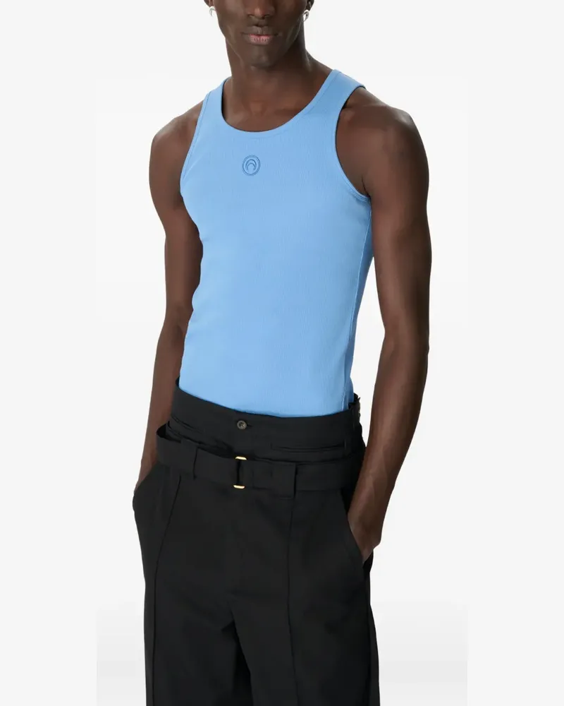 Marine Serre moon logo ribbed jersey tank top - Blau Blau