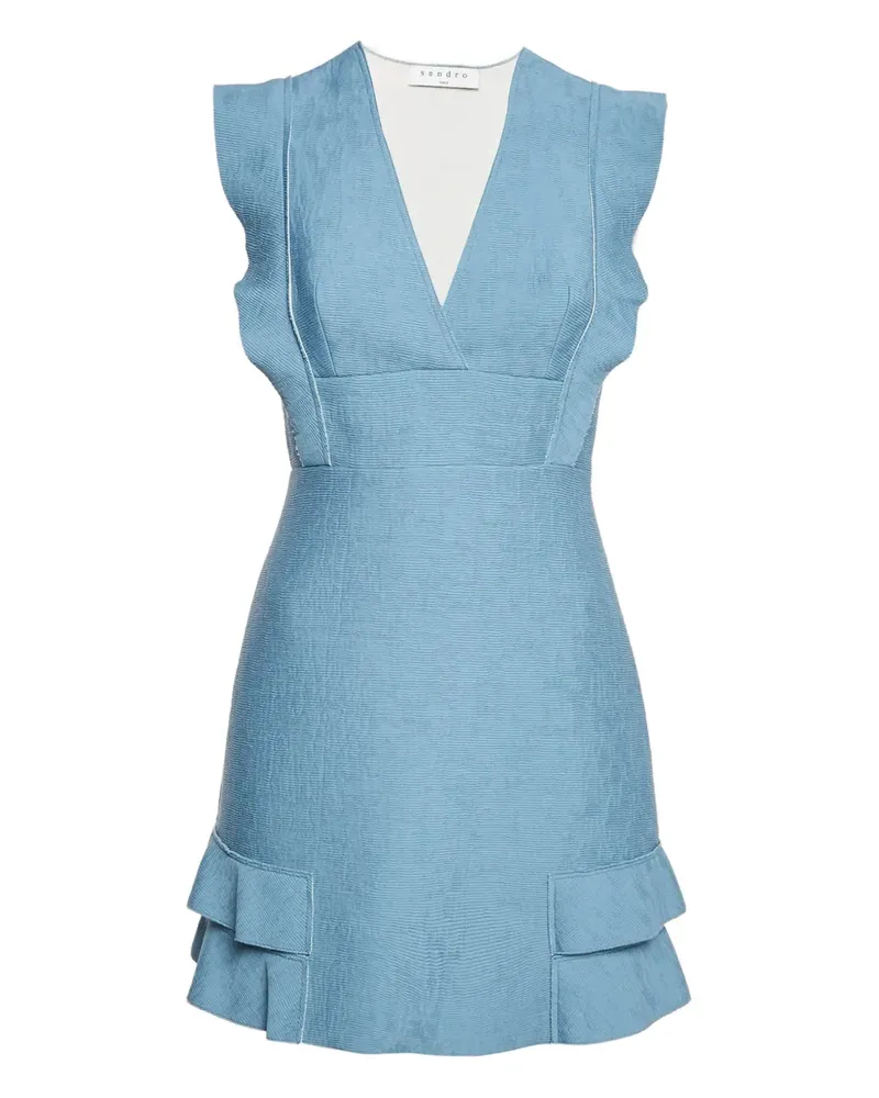 Sandro Pre-owned Rüschenkleid mit V-Ausschnitt - Blau Blau