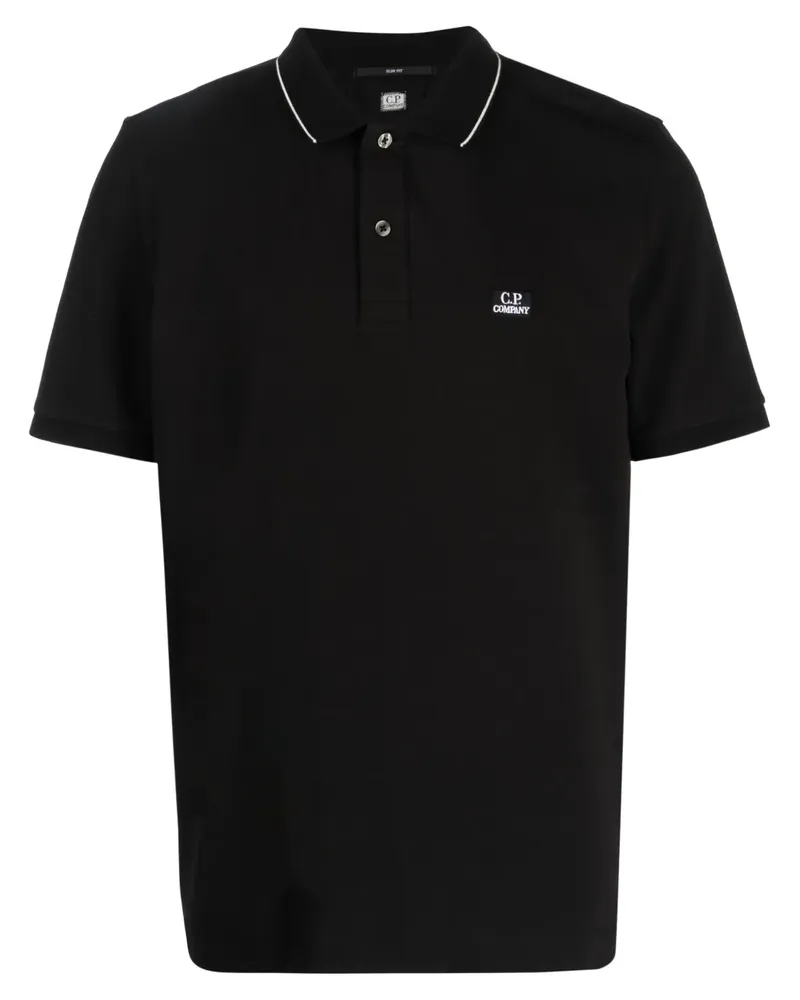 C.P. Company Poloshirt mit Logo-Patch - Schwarz Schwarz